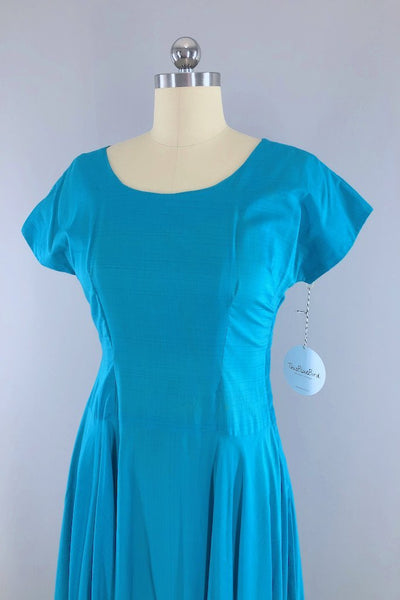 Vintage Turquoise Stars Dress-ThisBlueBird - Modern Vintage