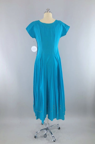 Vintage Turquoise Stars Dress-ThisBlueBird - Modern Vintage