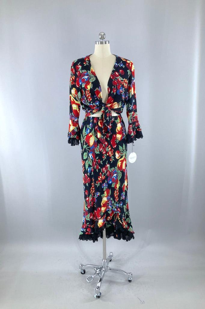 Vintage Two Piece Novelty Print Dress-ThisBlueBird