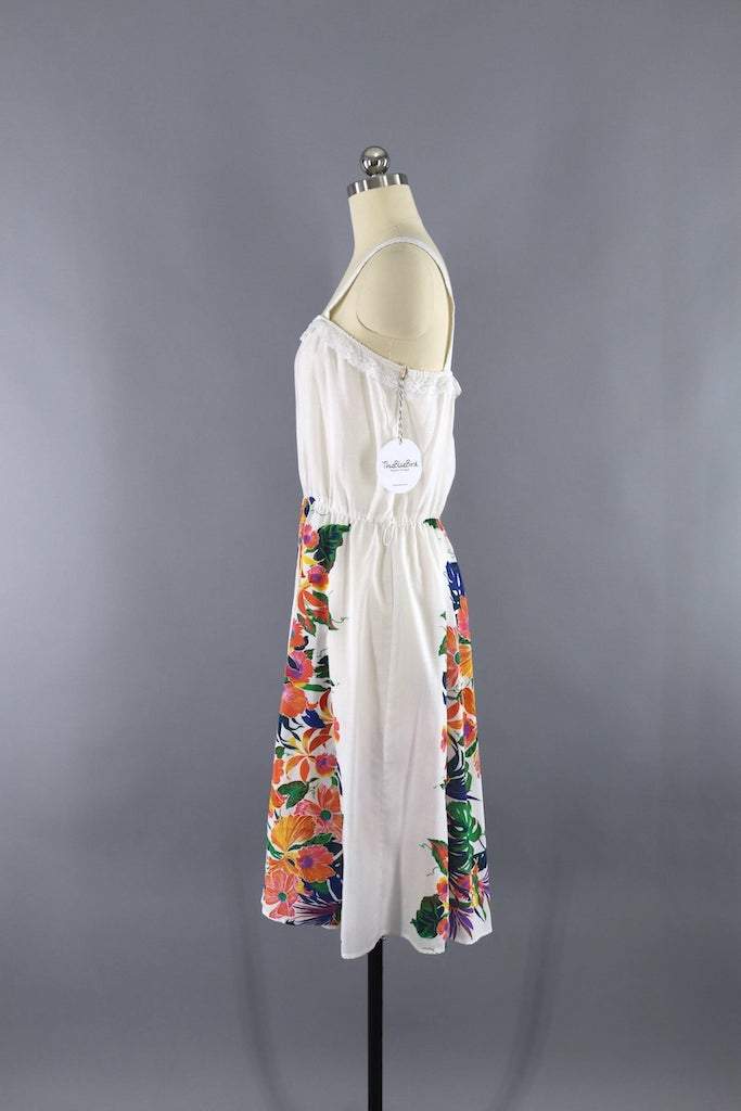 Vintage 1970s White Hawaiian Print Sundress-ThisBlueBird - Modern Vintage