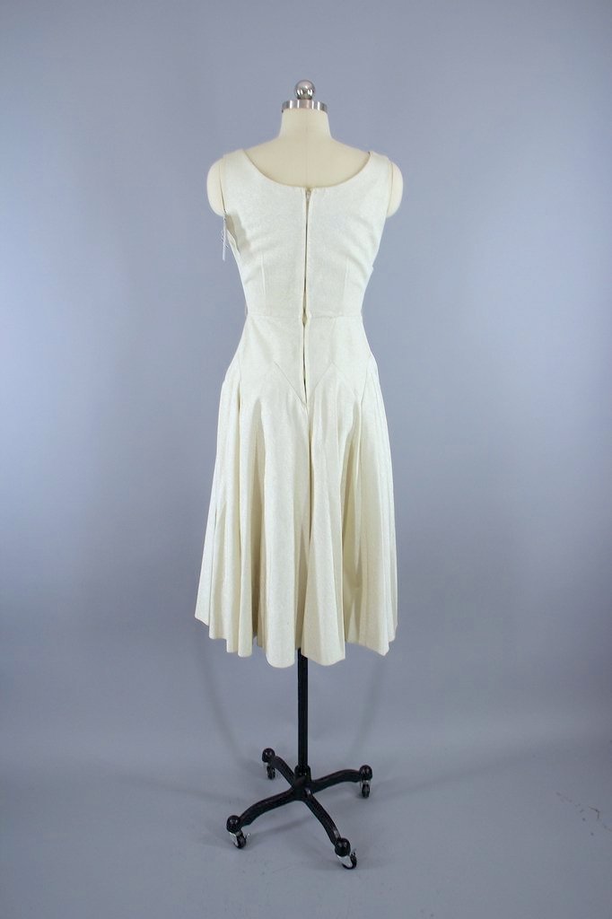 Vintage 1950s White Cocktail Party Dress / Wedding Reception-ThisBlueBird