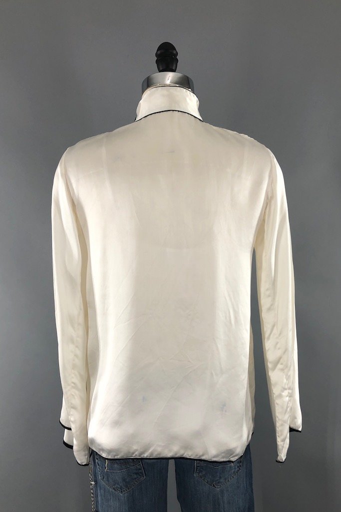 Vintage White Satin Embroidered Top – ThisBlueBird