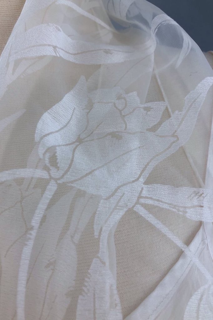 Vintage White Tulips Italian Sheer Scarf-ThisBlueBird - Modern Vintage