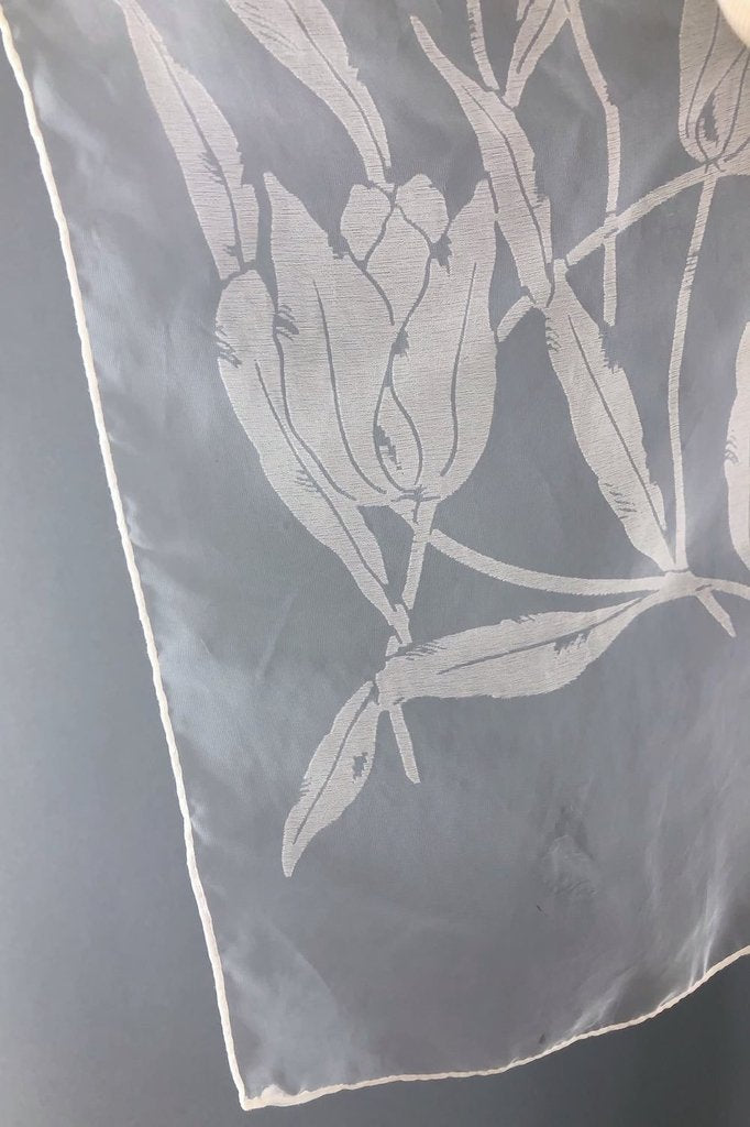 Vintage White Tulips Italian Sheer Scarf-ThisBlueBird - Modern Vintage