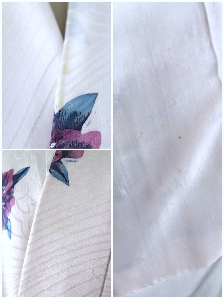 Vintage White Wave Floral Silk Kimono Robe-ThisBlueBird - Modern Vintage