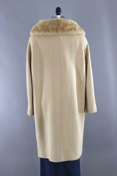 Vintage Winter Coat with Blonde Mink Fur Collar - ThisBlueBird