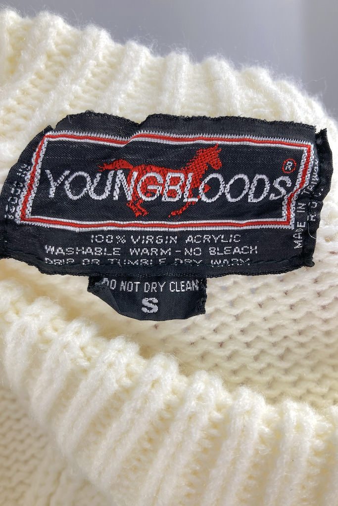 Vintage Winter White Cable Knit Sweater-ThisBlueBird