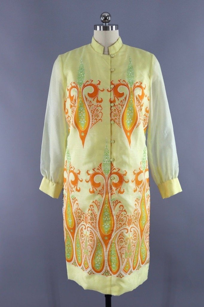 Vintage 1960s Yellow Alfred Shaheen Day Dress - ThisBlueBird