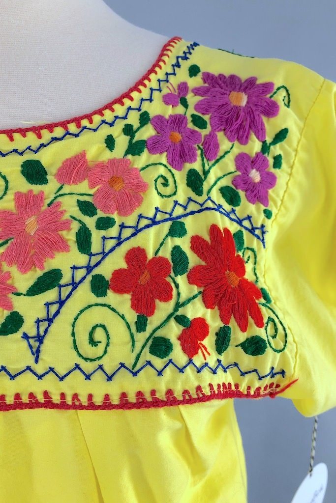 Vintage Yellow Cotton Embroidered Tunic-ThisBlueBird - Modern Vintage