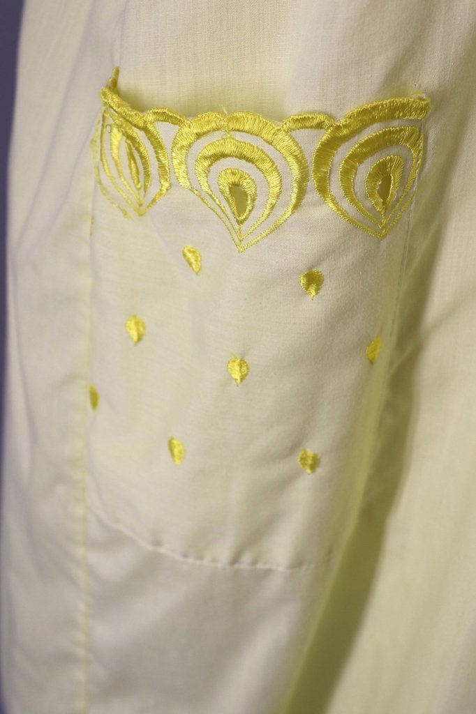 Vintage Yellow Embroidered Night Gown House Dress-ThisBlueBird - Modern Vintage
