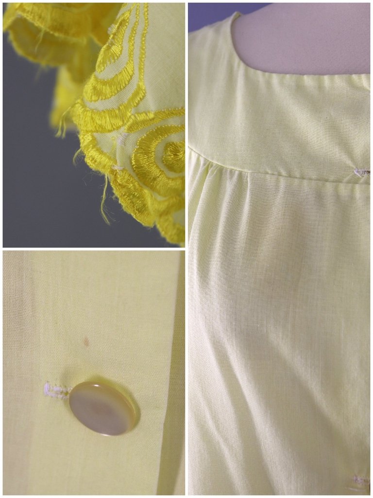 Vintage Yellow Embroidered Night Gown House Dress-ThisBlueBird - Modern Vintage