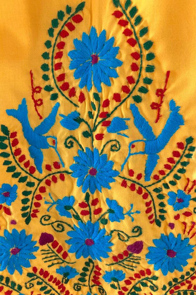 Vintage Yellow Mexican Huipil Dress-ThisBlueBird