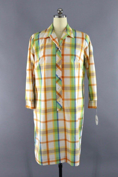 Vintage 1970s Plaid Shirtdress - ThisBlueBird