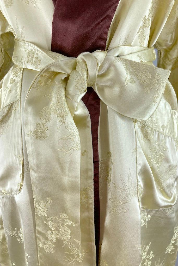 Vintage Yellow Satin Short Robe-ThisBlueBird
