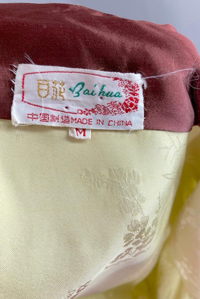 Vintage Yellow Satin Short Robe-ThisBlueBird