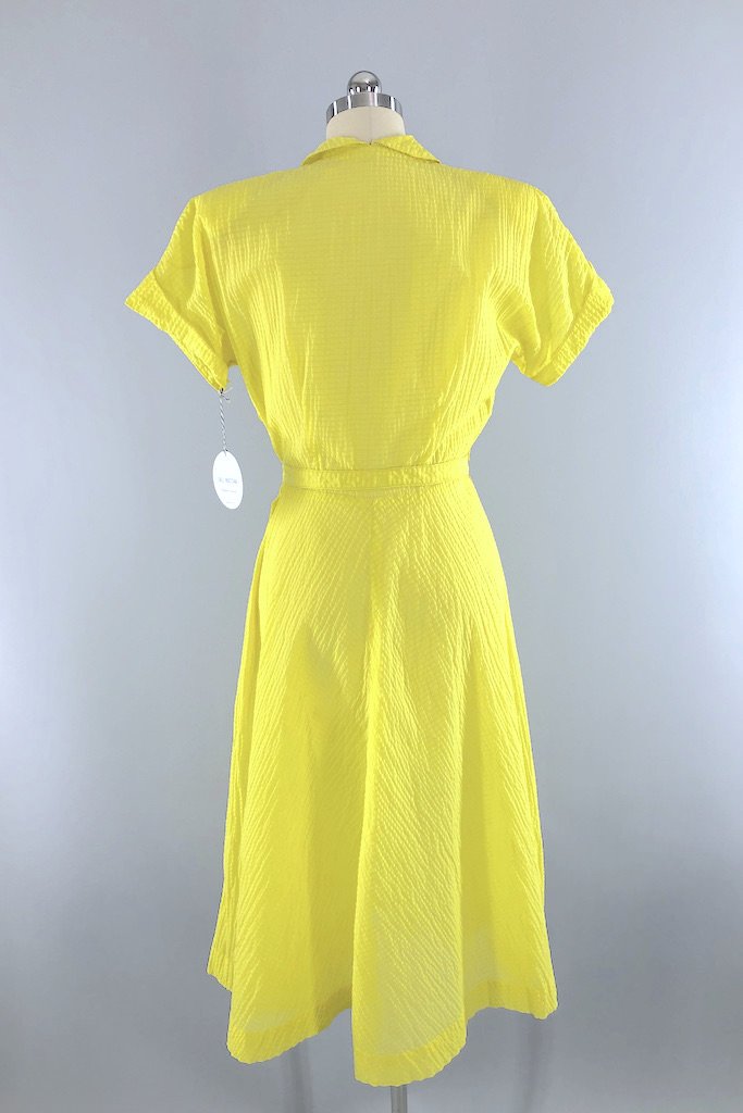 Vintage Yellow Seersucker Dress-ThisBlueBird - Modern Vintage