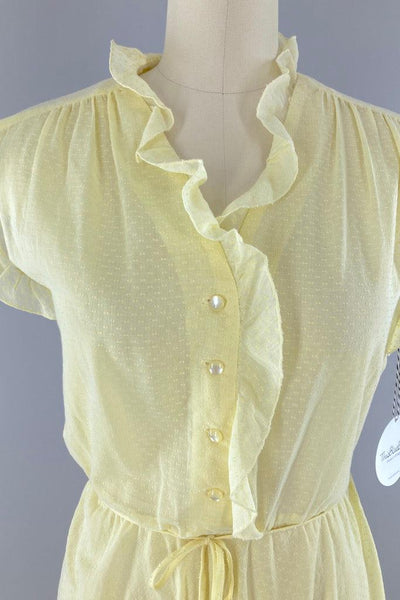 Vintage Yellow Swiss Dot Summer Dress-ThisBlueBird