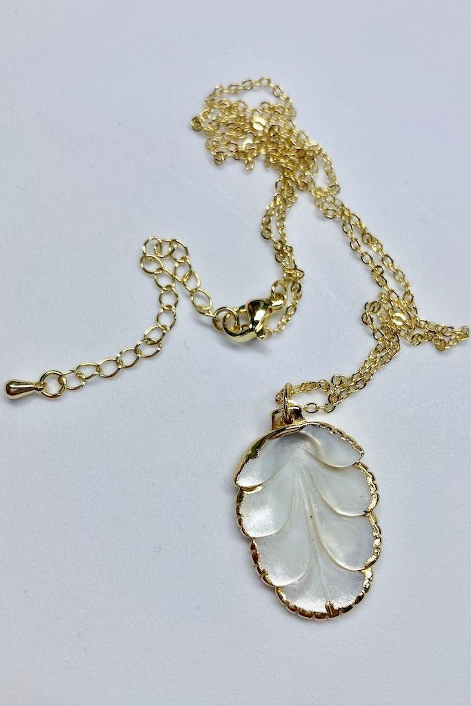 White Scalloped Shell Necklace-ThisBlueBird
