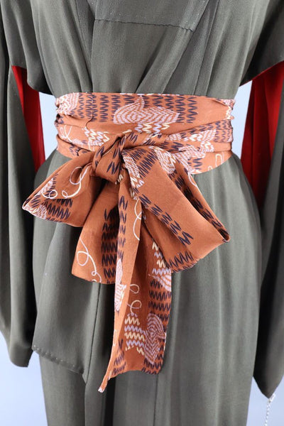Antique Black & Pink Fans Silk Kimono Robe-ThisBlueBird - Modern Vintage