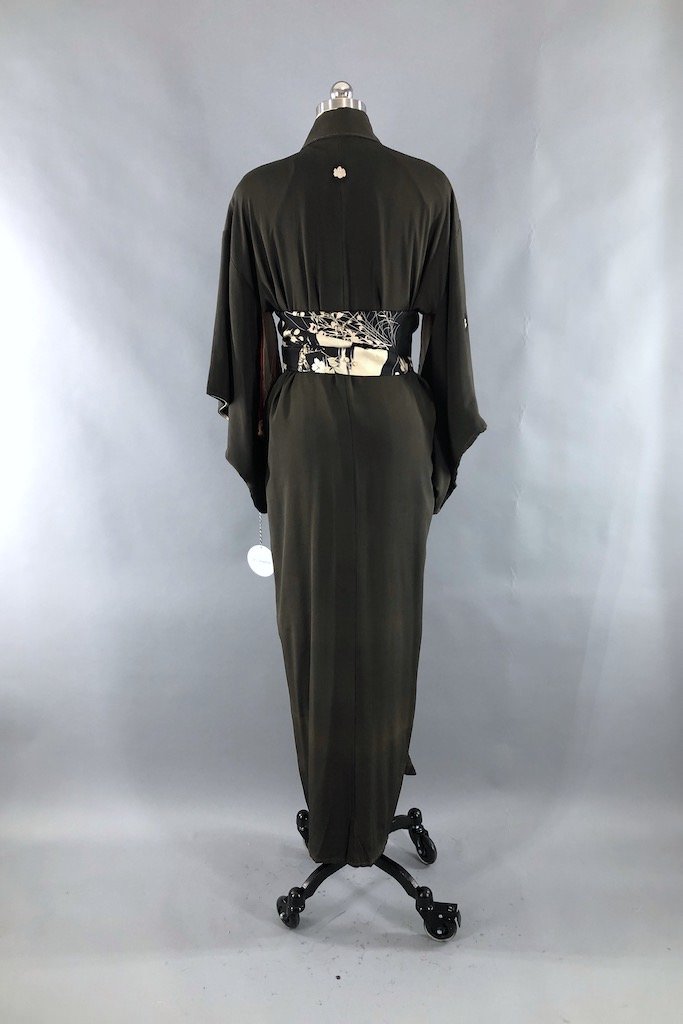 Antique Black Silk Kimono Robe-ThisBlueBird - Modern Vintage