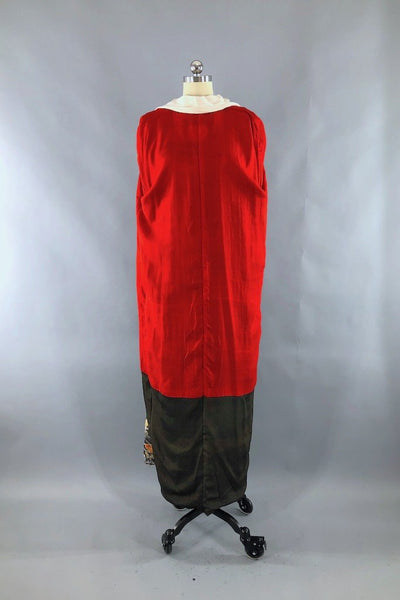 Antique Black Silk Kimono Robe-ThisBlueBird - Modern Vintage