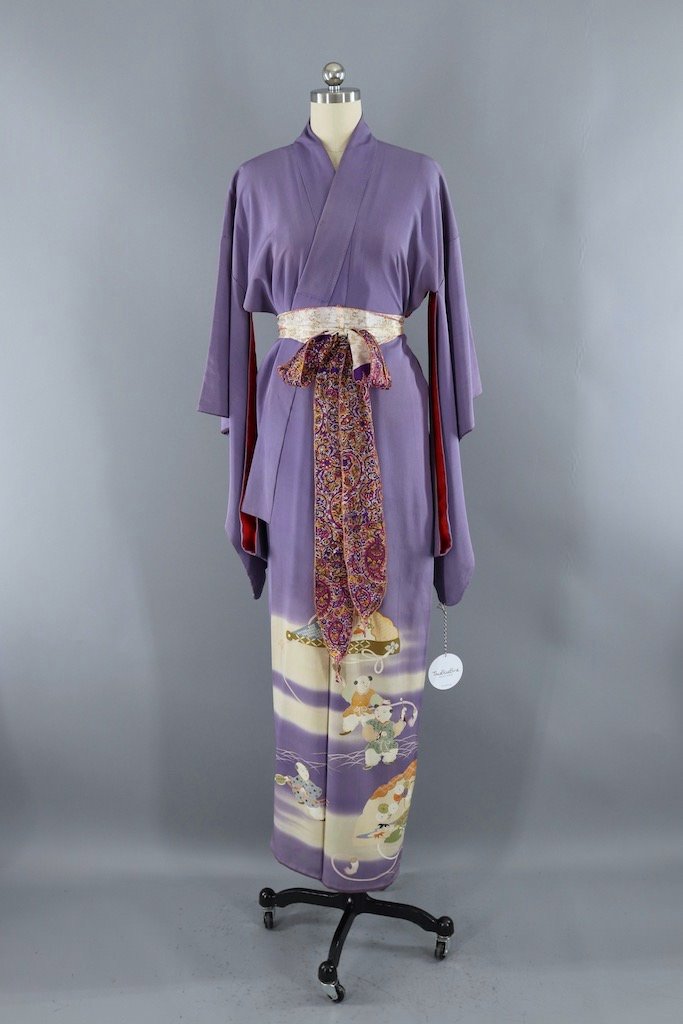 Antique Lavender & Sage Silk Kimono Robe – ThisBlueBird