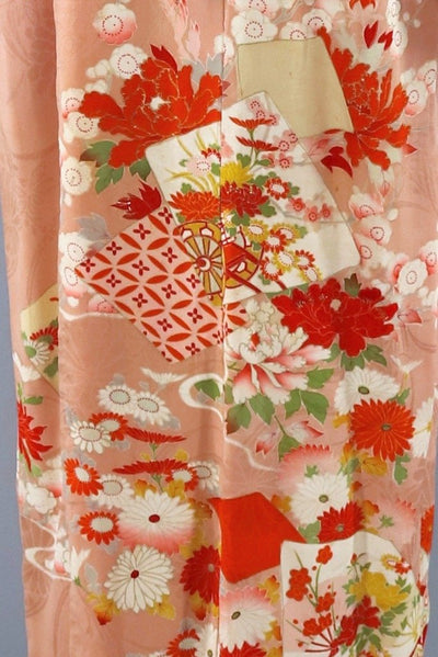 Antique Pink Floral Print Silk Kimono Robe-ThisBlueBird - Modern Vintage