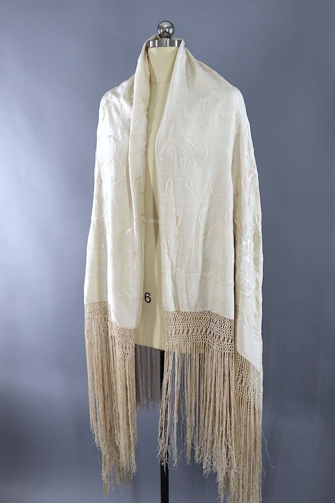 Antique Silk Embroidered Piano Shawl – ThisBlueBird