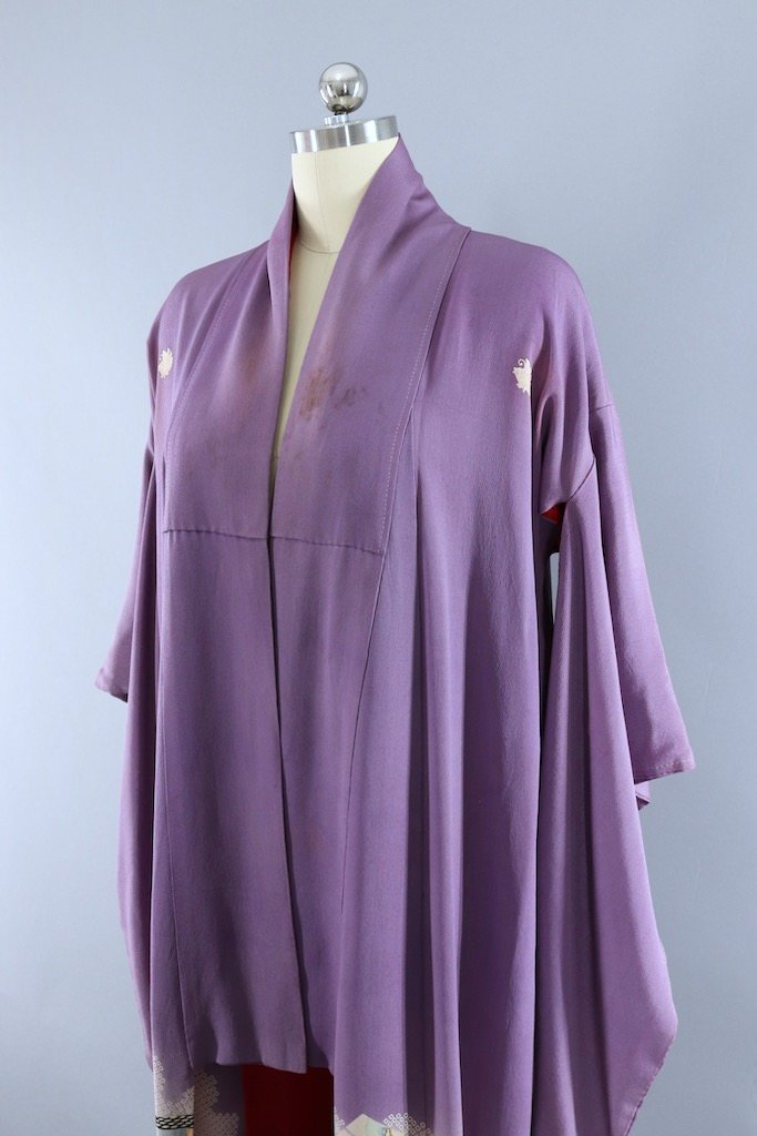 Antique Silk Geisha Print Kimono Robe-ThisBlueBird - Modern Vintage