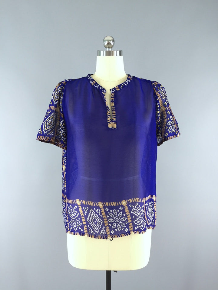 Chiffon Blouse T-Shirt Top / Vintage Indian Sari - ThisBlueBird