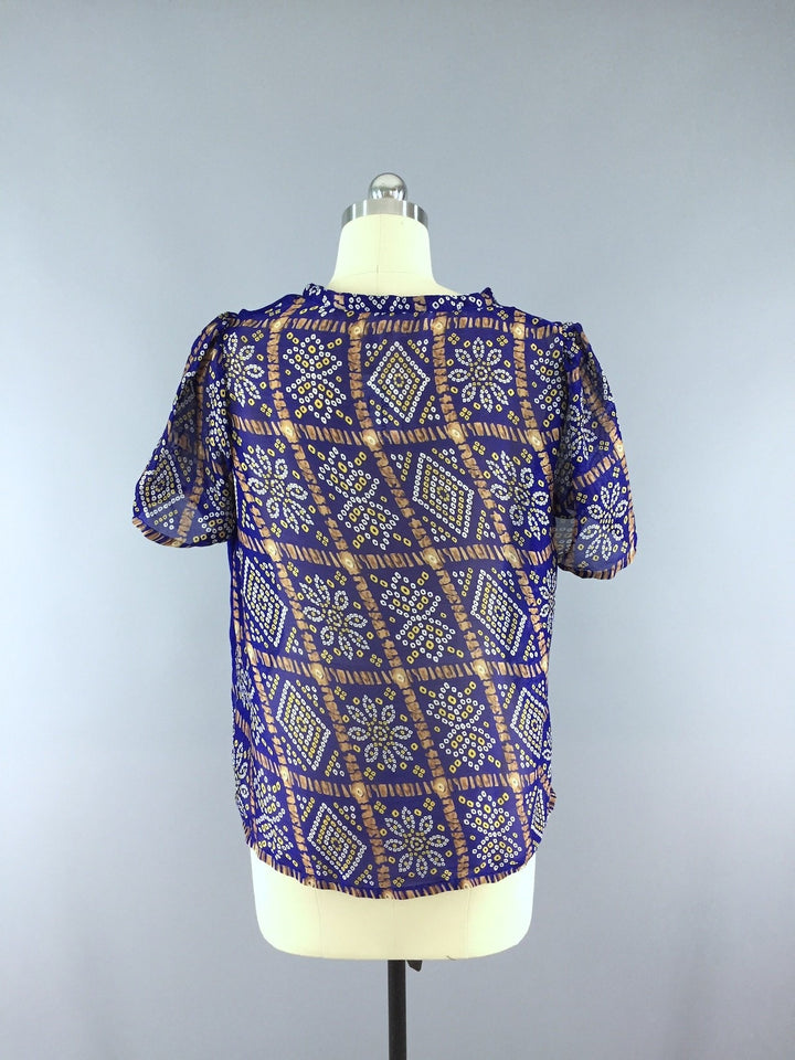 Chiffon Blouse T-Shirt Top / Vintage Indian Sari - ThisBlueBird