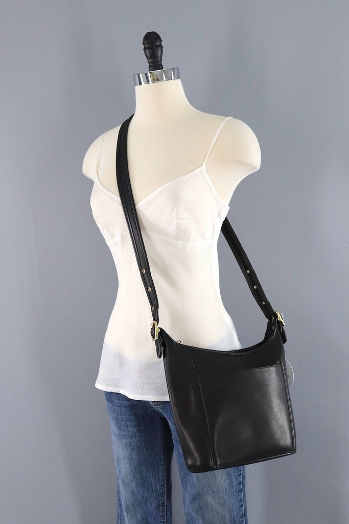 Coach Black Leather Medium Slim Duffle Bag-ThisBlueBird - Modern Vintage