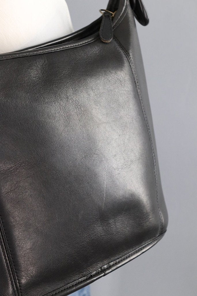 Coach Black Leather Medium Slim Duffle Bag-ThisBlueBird - Modern Vintage