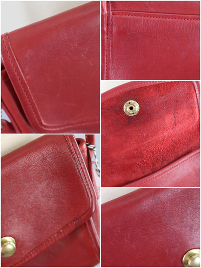 Vintage Red Leather COACH Cross Body Bag - ThisBlueBird