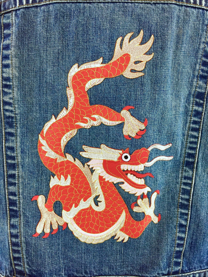 花鳥風月 dragon embroidery denim pants