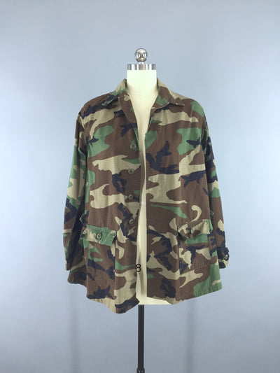 Embroidered US Army Camouflage Jacket / Military Style Coat with Floral Embroidery - ThisBlueBird