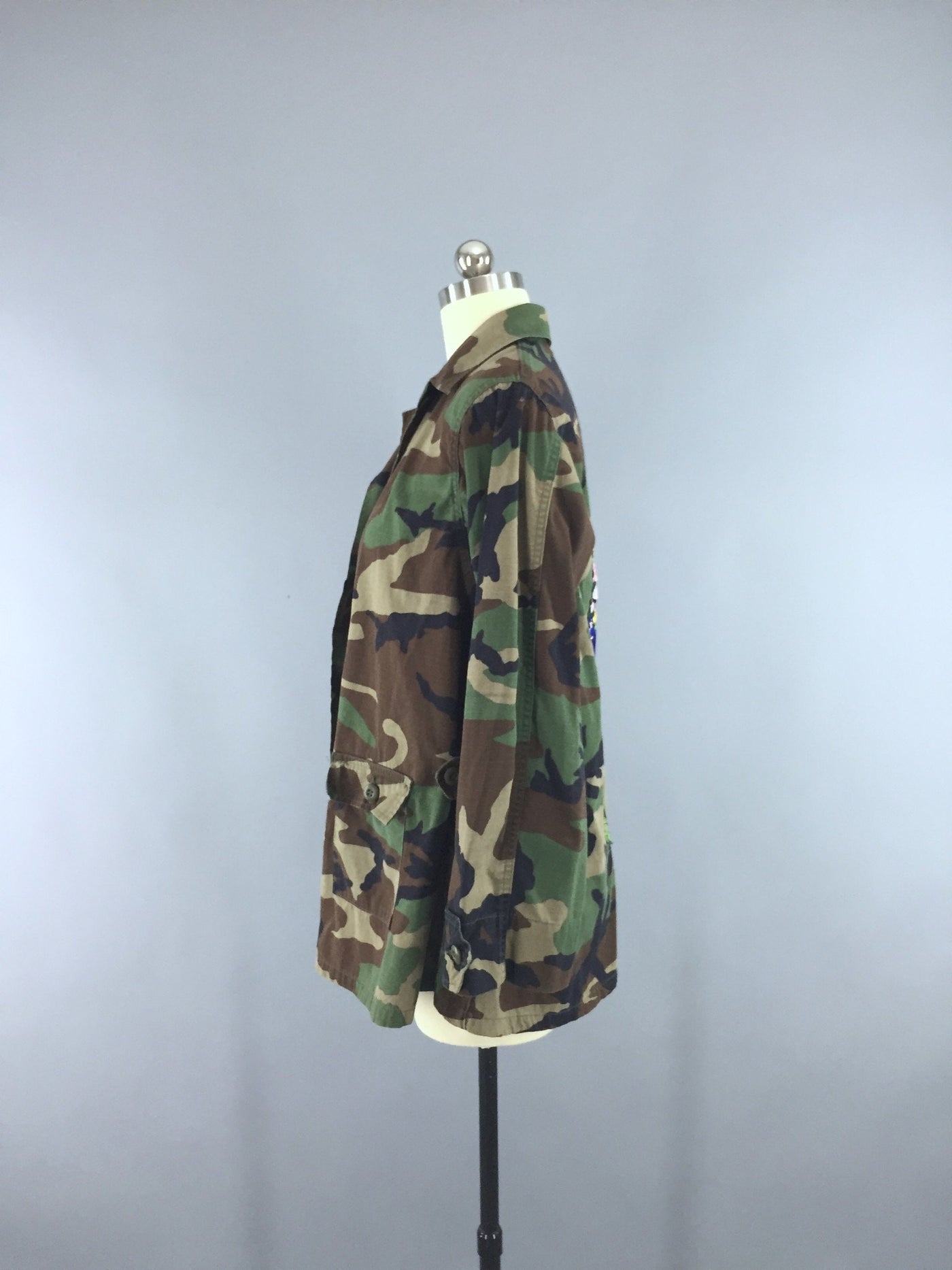 Embroidered US Army Camouflage Jacket / Military Style Coat with Floral Embroidery - ThisBlueBird