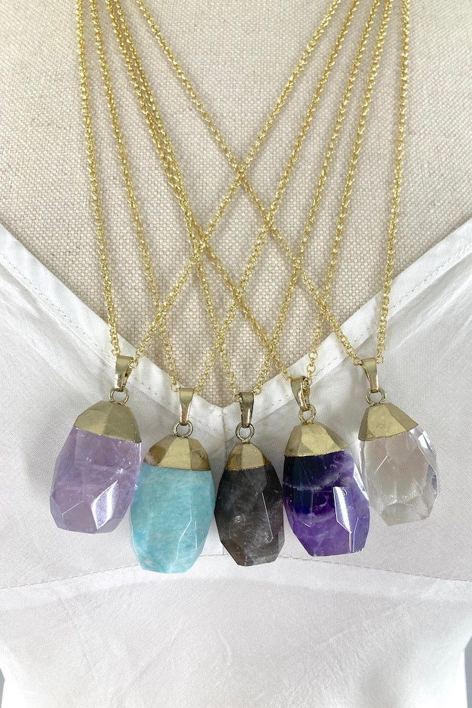 Faceted Gemstone Necklace-ThisBlueBird