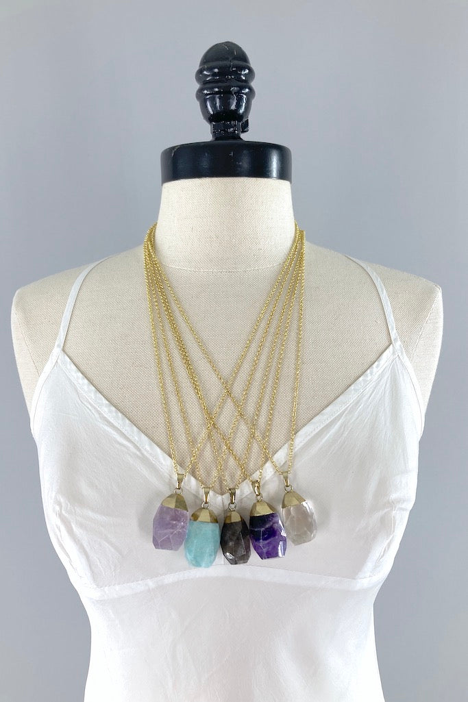 Faceted Gemstone Necklace-ThisBlueBird