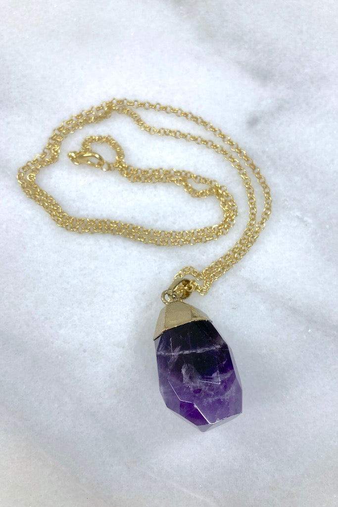 Faceted Gemstone Necklace-ThisBlueBird