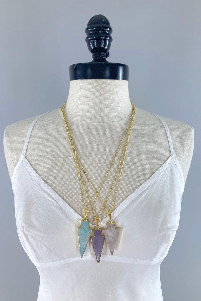 Amazonite Arrowhead Gold Necklace-ThisBlueBird