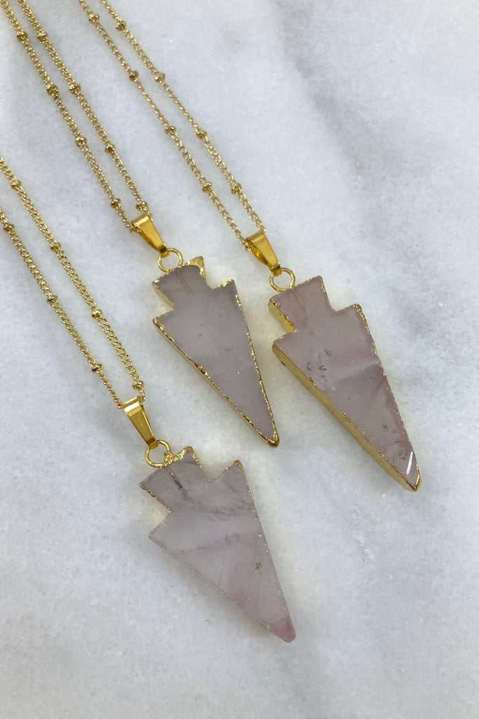 Gemstone Arrowhead Gold Necklace-ThisBlueBird
