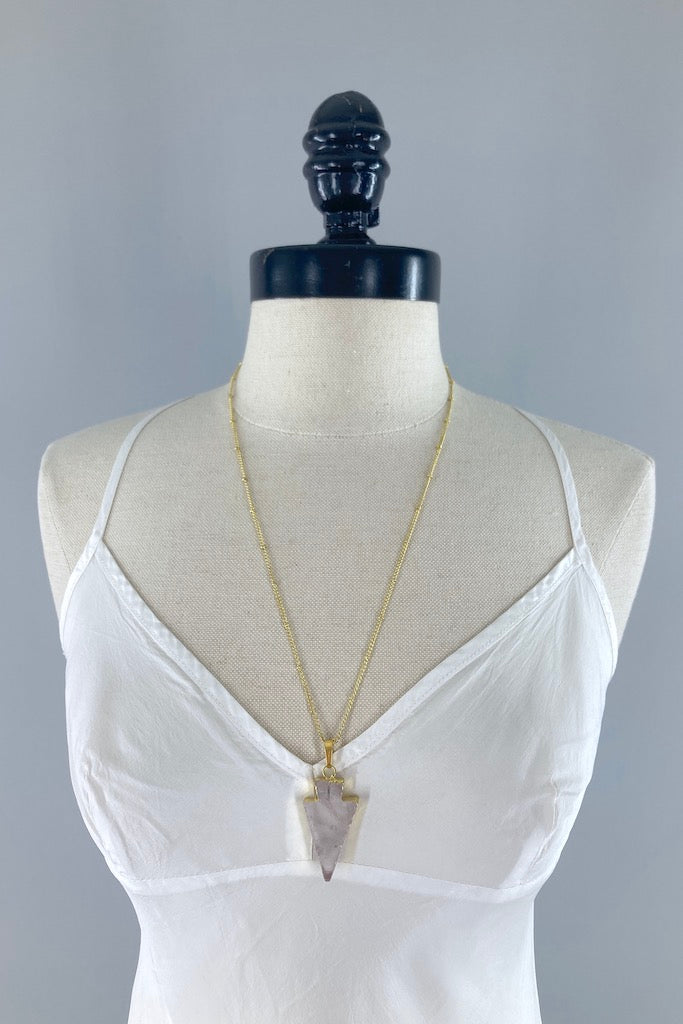 Gemstone Arrowhead Gold Necklace-ThisBlueBird