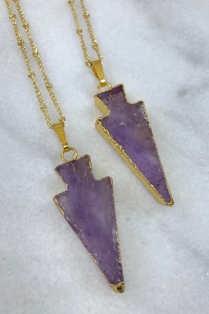 Gemstone Arrowhead Gold Necklace-ThisBlueBird
