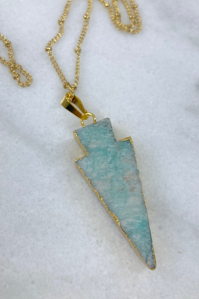 Gemstone Arrowhead Gold Necklace-ThisBlueBird