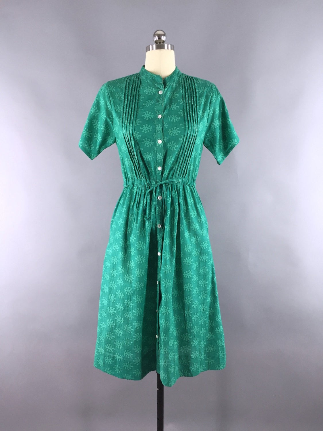 Green Block Print Indian Cotton Dress - ThisBlueBird