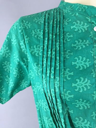 Green Block Print Indian Cotton Dress - ThisBlueBird