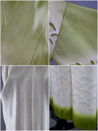 Vintage Silk Kimono Robe / Green Seghaia - ThisBlueBird