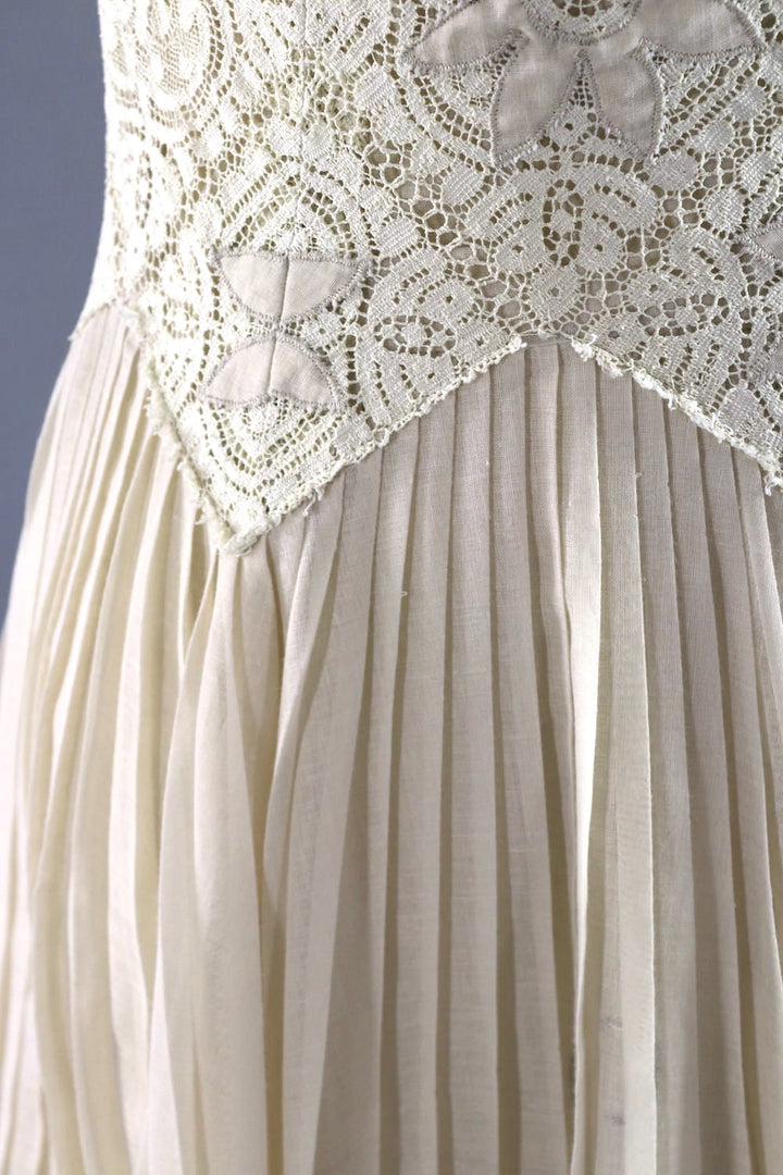 Vintage Ivory Lace Day Dress-ThisBlueBird