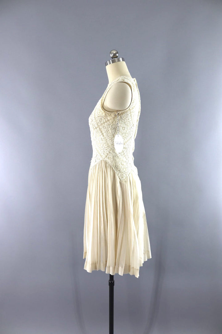 Vintage Ivory Lace Day Dress-ThisBlueBird